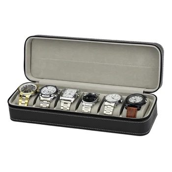 6 Slot Šperky Skladovanie Taška Sledovať Modul Tlačidlo Taška Watch Box Prenosný Cestovné Zips Prípade Zberateľ Skladovanie Šperky Úložný Box