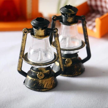 Domček Pre Bábiky 1:12 Mini Retro Black Petrolej Lampa Doll House Živé Scény, Dekorácie