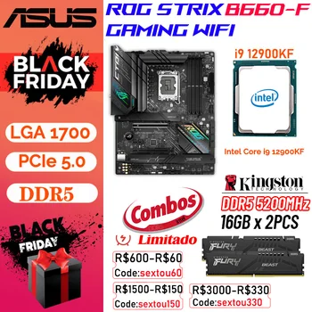 ASUS ROG STRIX B660-F-HERNÉ WIFI Doska + procesor Intel Core i9 12900KF CPU + KINGSTON RAM DDR5 5200MHz 32GB Doske Combo