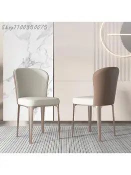 Domov Jedálenské Stoličky Svetlo Luxusný Moderný Minimalistický High-end Jedálenské Stoličky Návrhár talianskeho Nordic Kožené Stolice Malý Apartmán