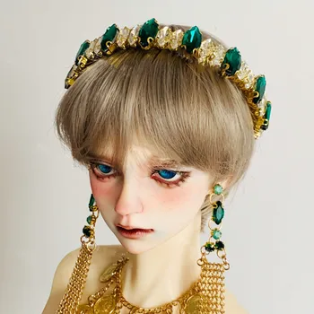 Bábika Príslušenstvo 1/3 Tiara, Strýko Koruny Headdress Emerald Drahokamu Hairband