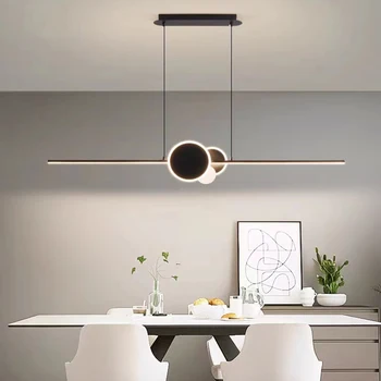 Moderný Jedálenský stôl luster dizajnér minimalistický Nordic black svetlá jedáleň, bar ostrov jedno slovo dlho, reštaurácia lampy