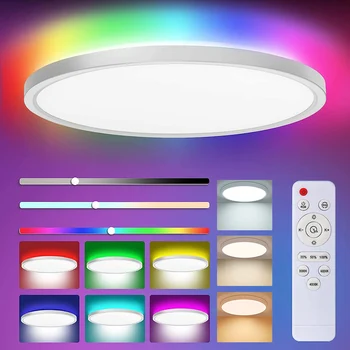 24W RGB CCT LED Stropné svietidlo RGB Farebné Meniace Flush Mount Stropné Lampy, Diaľkové Ovládanie Ultra-Tenké Okrúhle Downlight Podsvietenie