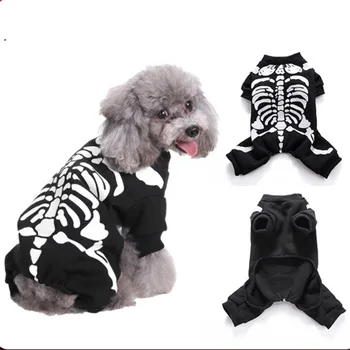 Halloween Pet Kostým Psie Oblečenie Lebky Jumpsuit Tekvica Polícia Kostra Oblečenie pre Psa Teplé Čivava, francúzsky Buldog Oblečenie