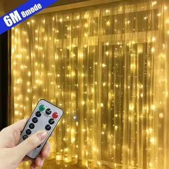 3M/4M/6M LED Vianočné Osvetlenie Víla String Svetlá Opony Garland USB Vlkovcový Diaľkové Vianočné Dekorácie pre Domov Vonkajšie