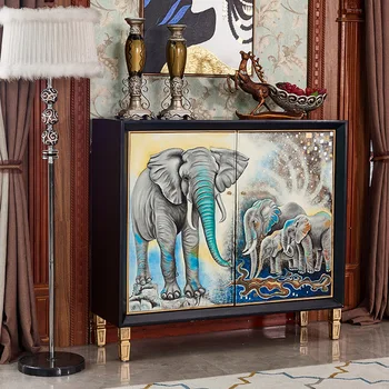 Moderné Luxusné Farebné Maľby Pritiahnutie Bohatstva Slon Vchod, Veľkú Kapacitu Botníku
