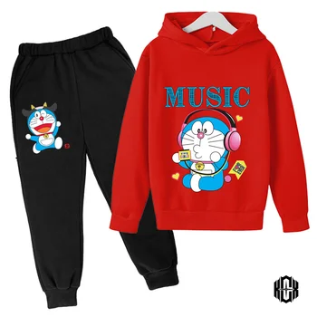 Nové 2024 Doraemon Nastaviť Deti Mikina Deti Bunda Chlapec Dievča Oblečenie na Jar Jeseň Hoodie 3-12 rokov starý Sveter Predaj