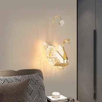 Swan Nástenné Svietidlo Moderného Zlaté kreatívnemu Nástenné Svetlá LED pre Domáce Dekorácie Spálňa, Obývacia Izba Nordic Lampy