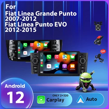 1 din autorádio Pre Fiat Linea Punto EVO 2012-2015 Pre Fiat Linea Grande Punto 2007-2012 Android 12 GPS Navigátor Carplay Auto