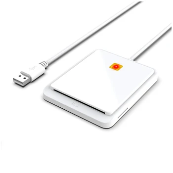 Prenosné USB 2.0 Smart Card Reader, CAC&ID Kartou SIM Kariet Dual Card Design pre Windows, Linux, Biela