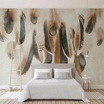 Prispôsobený tapety 3D nástenná maľba Nordic malé svieže a krásne akvarel pozadí steny pierko, obývacej izby, spálne dekorácie