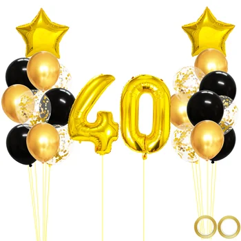 24pcs Zlato Číslo 40 Fóliový Balón Gold Black Zmiešané Balóny 40. Narodeniny a Party Dekorácie 40 Rokov Starý Muž Žena Dodávky