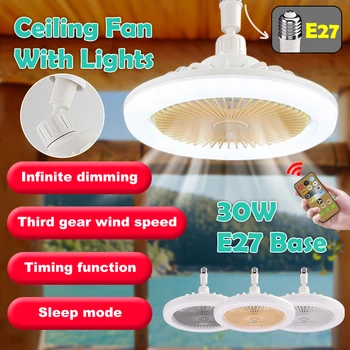 30W LED Stropný Ventilátor, Osvetlenie, Lampy, Diaľkové Ovládanie Aromaterapia Ventilátor Svietidlo Vhodné Pre E27 Converter Lampa Pre Spálne, Obývacia